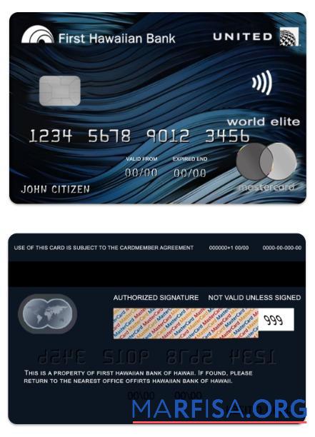 Blank Hawaii United Credit mastercard template